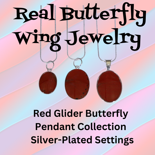 52008 - Real Butterfly Wing Jewelry - Pendant Collection - Red Glider Butterfly