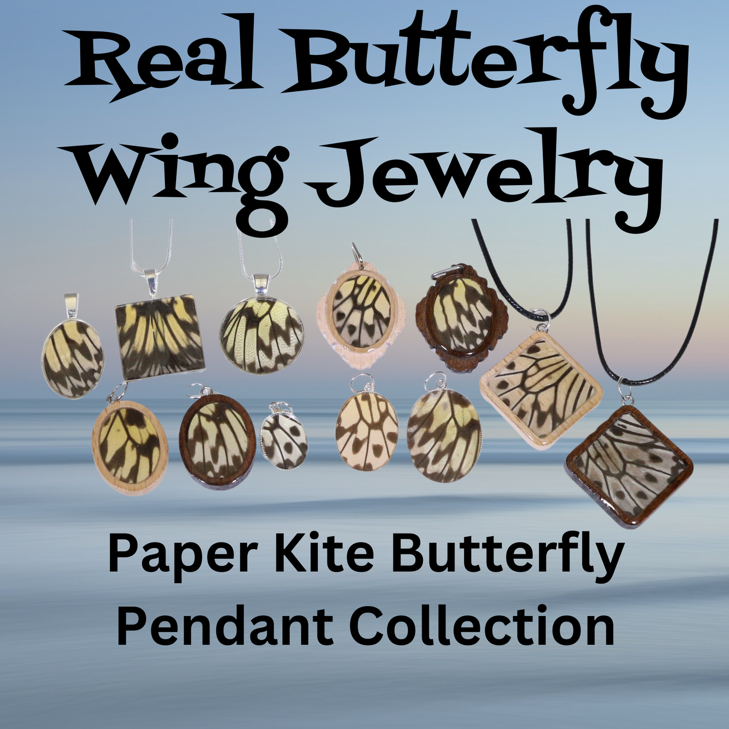 52009 - Real Butterfly Wing Jewelry - Pendant Collection - Paper Kite Butterfly
