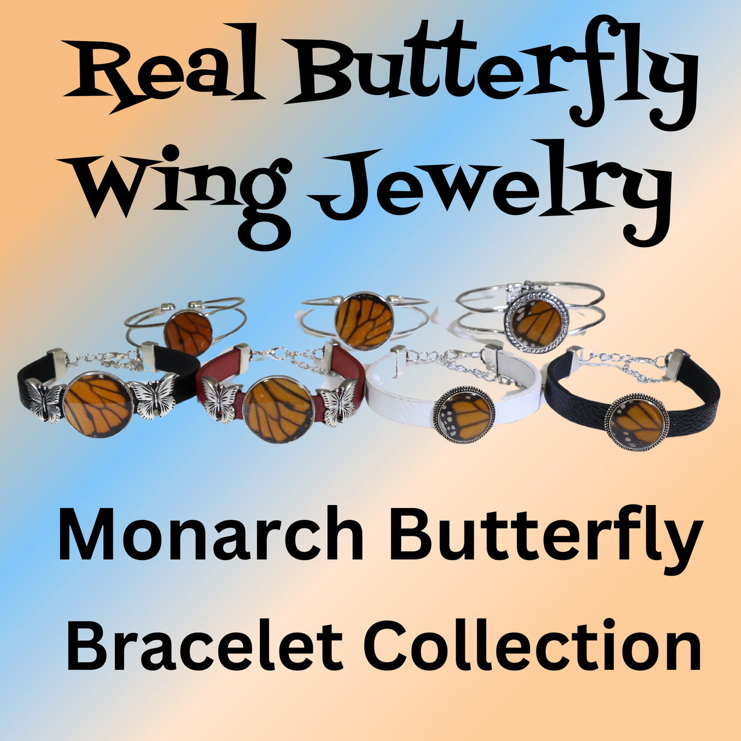 53004 - Real Butterfly Wing Jewelry - Bracelet Collection - Monarch Butterfly