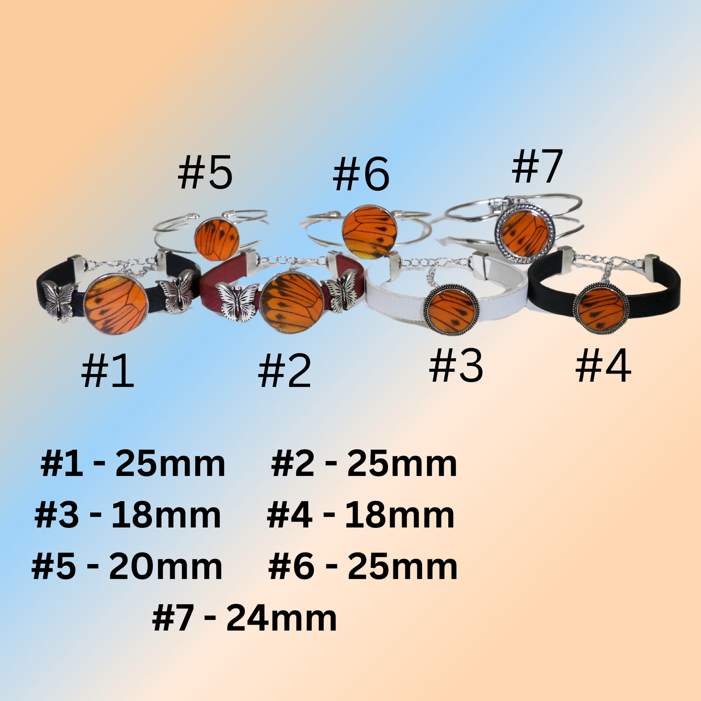 53005 - Real Butterfly Wing Jewelry - Bracelet Collection - Vibrant Sulphur - Orange