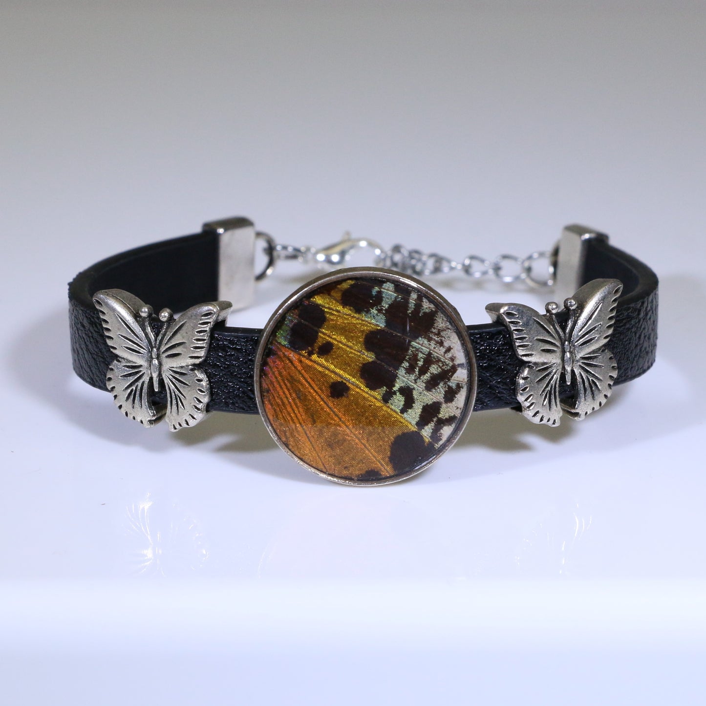 53002 - Real Butterfly Wing Jewelry - Bracelet Collection - Sunset Moth - Orange