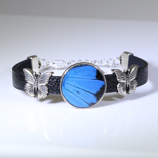 53107 - Real Butterfly Wing Jewelry - Bracelets - Round - Large - Butterfly Charms - Blue Mountain Swallowtail