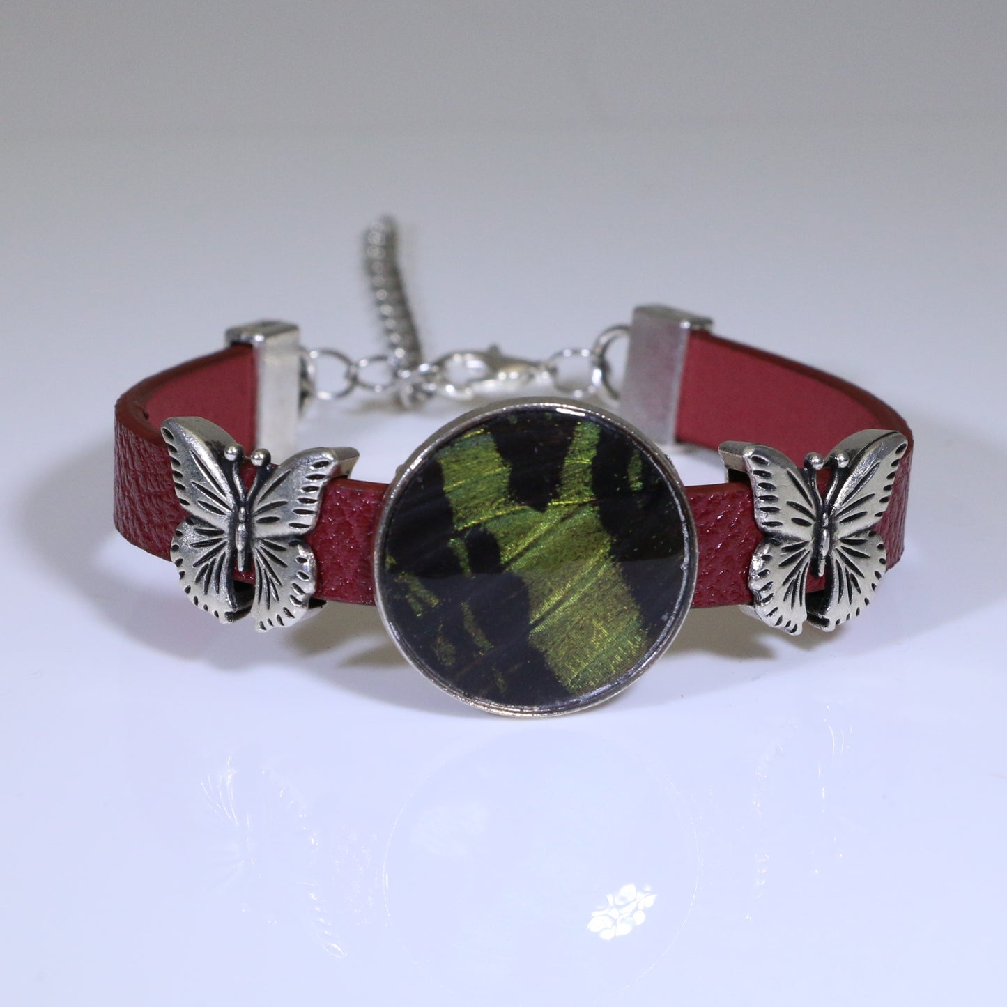 53003 - Real Butterfly Wing Jewelry - Bracelet Collection - Sunset Moth - Green