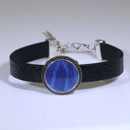 53401 - Real Butterfly Wing Jewelry - Bracelets - Round - Small - Black - Blue Morpho