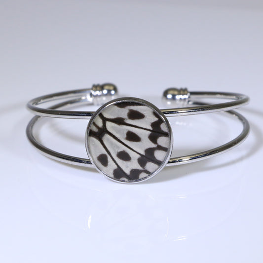 53809 - Real Butterfly Wing Jewelry - Cuff Bracelet - Silver-Plated - 20mm - Paper Kite