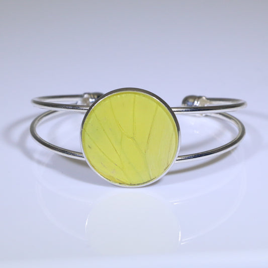 53906 - Real Butterfly Wing Jewelry - Cuff Bracelet - 25mm - Silver-Plated - Hebomia - Yellow