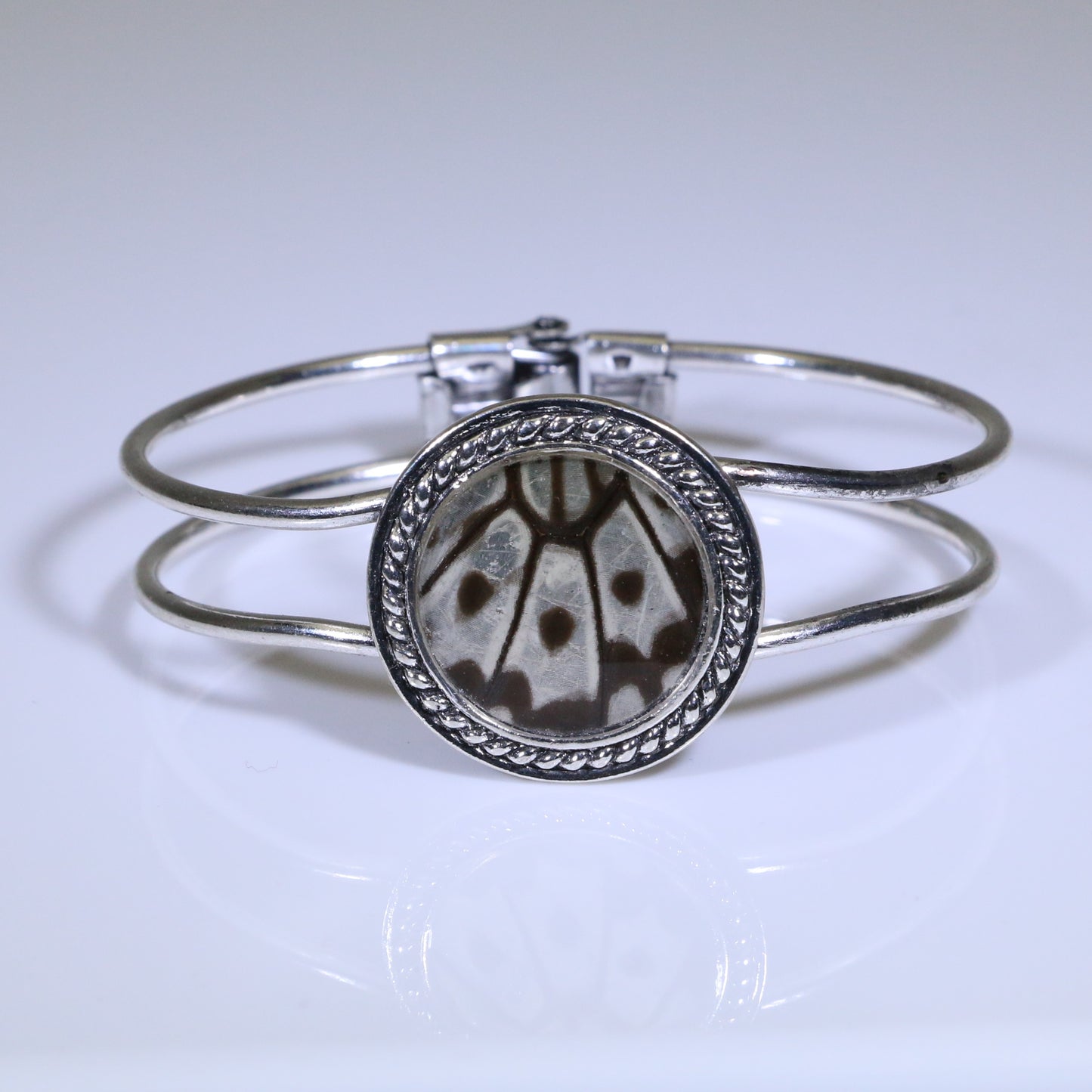 53959 - Real Butterfly Wing Jewelry - Cuff Bracelet - 25mm - Silver-Plated - Hinged Back - Paper Kite