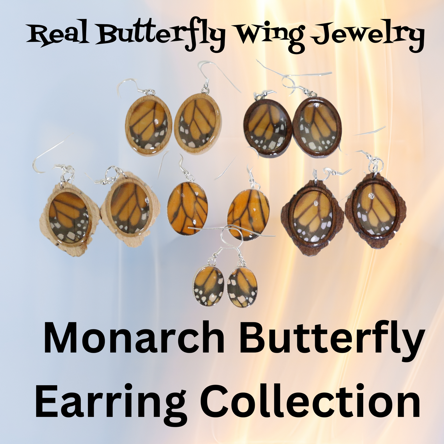 51004 - Real Butterfly Wing Jewelry - Earring Collection - Monarch Butterfly