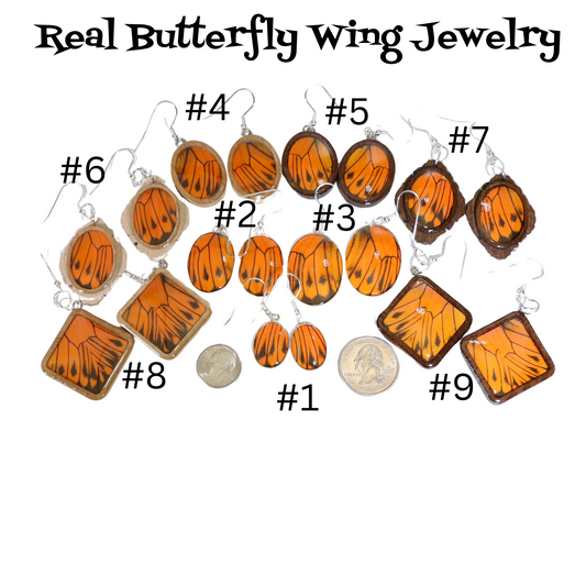 52005 - Real Butterfly Wing Jewelry - Pendant Collection - Vibrant Sulphur - Orange