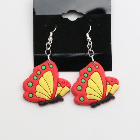 8100102E - Charm - Earrings - Butterfly - Red / Yellow