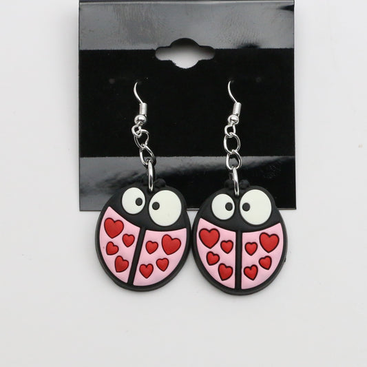 8100441E - Charm - Earrings - Ladybug / Hearts