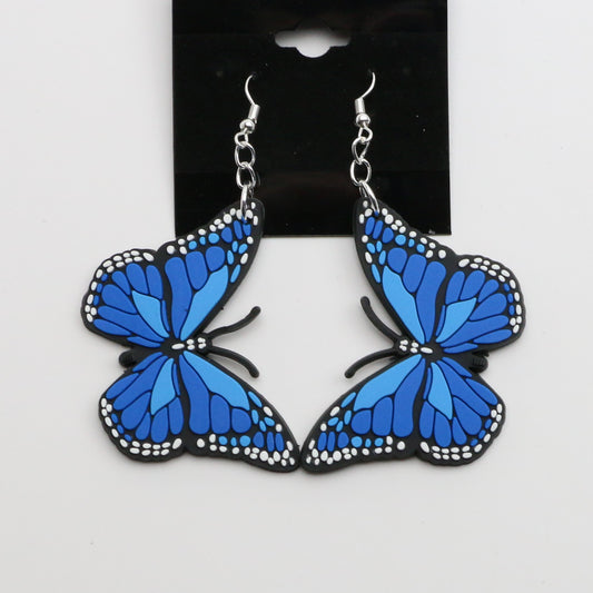 8100200E - Charm - Earrings - Butterfly - Lg. - Blue