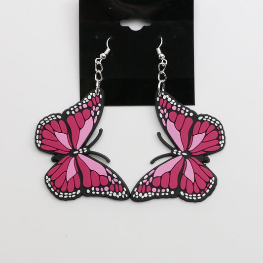 8100207E - Charm - Earrings - Butterfly - Lg. - Pink