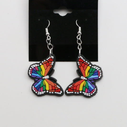 8100306E - Charm - Earrings - Butterfly - Sm. - Rainbow