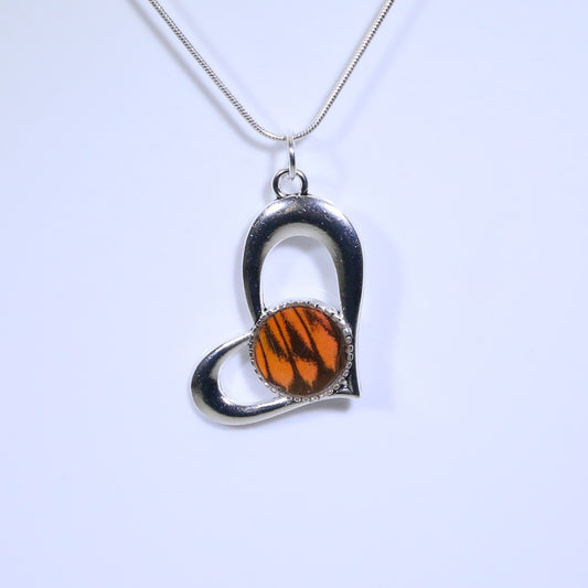 52405 - Real Butterfly Wing Jewelry - Pendant - Heart-Shaped - Vibrant Sulphur - Orange