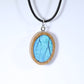 52601 - Real Butterfly Wing Jewelry - Pendant - Tan Wood - Oval - Blue Morpho