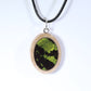 52603 - Real Butterfly Wing Jewelry - Pendant - Tan Wood - Oval - Sunset Moth - Green
