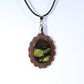 52713 - Real Butterfly Wing Jewelry - Pendant - Dark Wood - Oval - Sunset Moth - Green