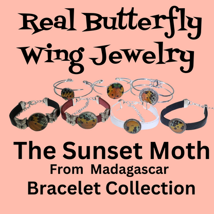 53002 - Real Butterfly Wing Jewelry - Bracelet Collection - Sunset Moth - Orange