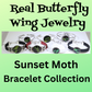 53003 - Real Butterfly Wing Jewelry - Bracelet Collection - Sunset Moth - Green