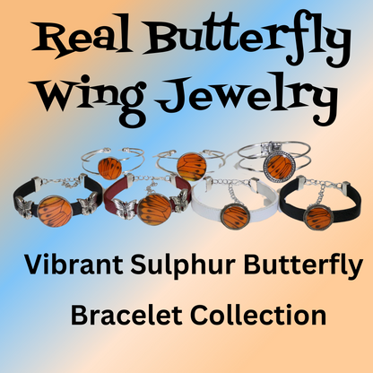 53005 - Real Butterfly Wing Jewelry - Bracelet Collection - Vibrant Sulphur - Orange