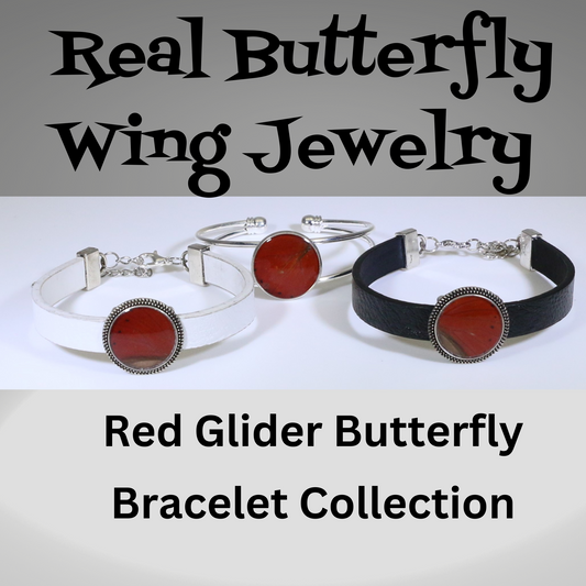 53008 - Real Butterfly Wing Jewelry - Bracelet Collection - Red Glider Butterfly