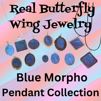 52001 - Real Butterfly Wing Jewelry - Pendant Collection - Blue Morpho