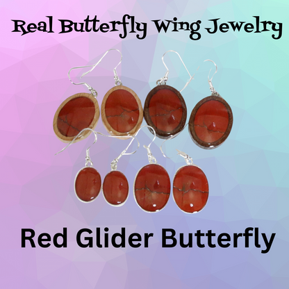 51008 - Real Butterfly Wing Jewelry - Earring Collection - Red Glider Butterfly