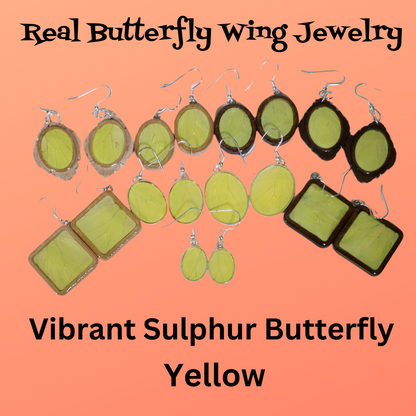 51006 - Real Butterfly Wing Jewelry - Earring Collection - Vibrant Sulphur - Yellow