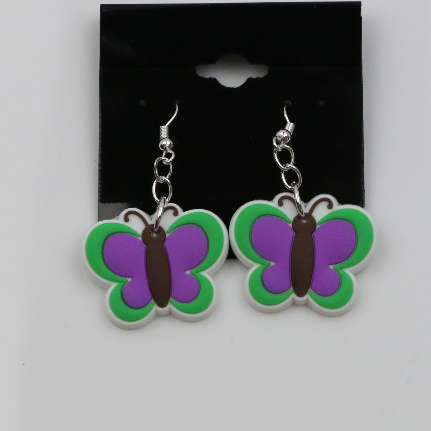 8100108E - Charm - Earrings - Butterfly - Purple / Green